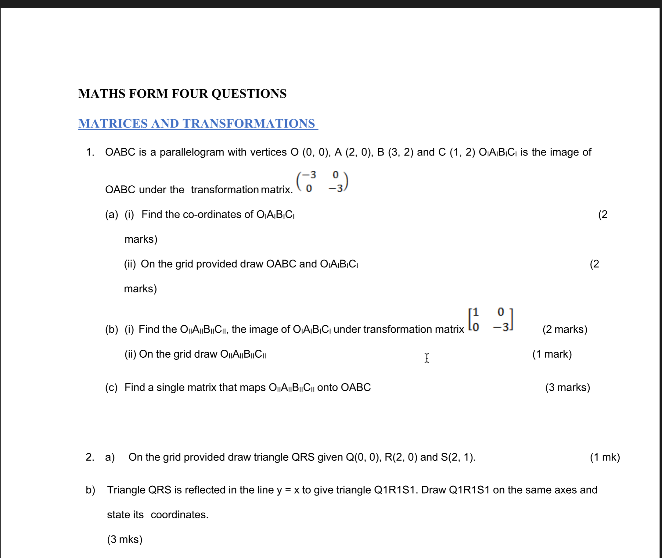 Maths Form 4 Qns